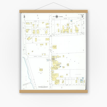 Old map wall art mockup — magnetic wood frame on white wall — Sanborn Fire Insurance Map from Put-in-bay, Ottawa County, Ohio (1950), Sheet #0003