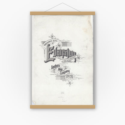 Old map wall art mockup — magnetic wood frame on white wall — Sanborn Fire Insurance Map from Evanston, Cook County, Illinois (1920), Sheet #0001