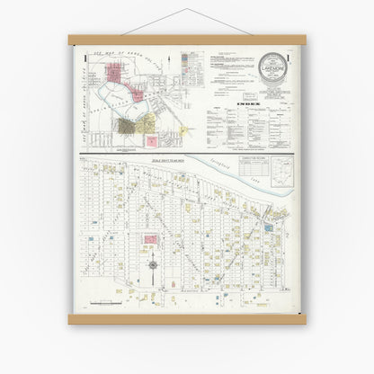 Old map wall art mockup — magnetic wood frame on white wall — Sanborn Fire Insurance Map from Lakemore, Summit County, Ohio (1940) - Complete Map Set