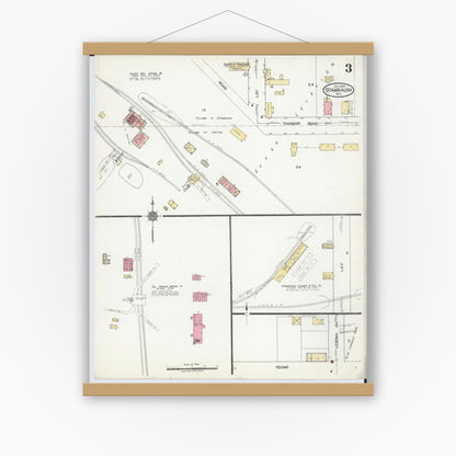 Old map wall art mockup — magnetic wood frame on white wall — Sanborn Fire Insurance Map from Stambaugh, Iron County, Michigan (1922), Sheet #0003