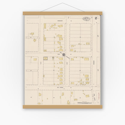 Old map wall art mockup — magnetic wood frame on white wall — Sanborn Fire Insurance Map from King City, Monterey County, California (1919), Sheet #0002