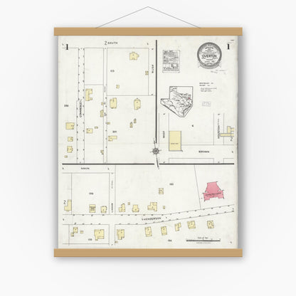 Old map wall art mockup — magnetic wood frame on white wall — Sanborn Fire Insurance Map from Overton, Rusk County, Texas (1926) - Complete Map Set