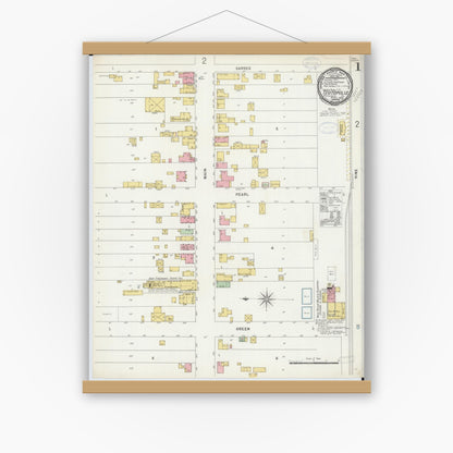 Old map wall art mockup — magnetic wood frame on white wall — Sanborn Fire Insurance Map from Teutopolis, Effingham County, Illinois (1898) - Complete Map Set