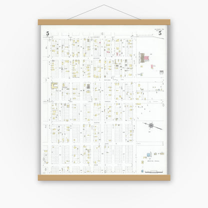 Old map wall art mockup — magnetic wood frame on white wall — Sanborn Fire Insurance Map from McCamey, Upton County, Texas (1946), Sheet #0005