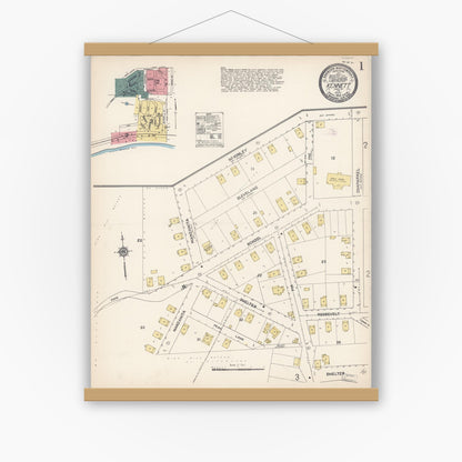 Old map wall art mockup — magnetic wood frame on white wall — Sanborn Fire Insurance Map from Kennett, Shasta County, California (1912) - Complete Map Set