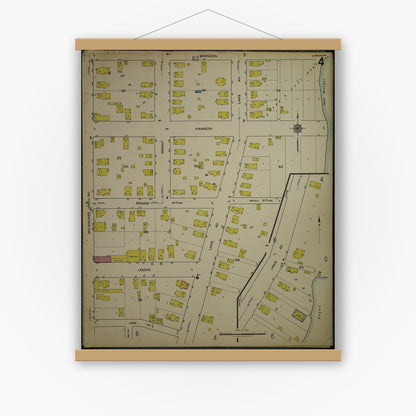 Old map wall art mockup — magnetic wood frame on white wall — Sanborn Fire Insurance Map from Kenosha, Kenosha County, Wisconsin. (1918), Sheet 8