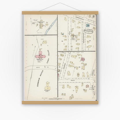 Old map wall art mockup — magnetic wood frame on white wall — Sanborn Fire Insurance Map from Randolph, Cattaraugus County, New York (1885), Sheet #0003