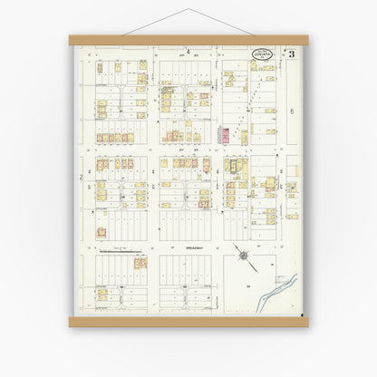 Old map wall art mockup — magnetic wood frame on white wall — Sanborn Fire Insurance Map from Juniata, Blair County, Pennsylvania (1910), Sheet #0003