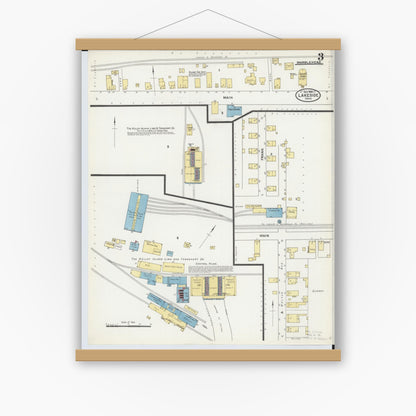 Old map wall art mockup — magnetic wood frame on white wall — Sanborn Fire Insurance Map from Lakeside, Ottawa County, Ohio (1905), Sheet #0003