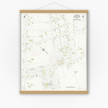Old map wall art mockup — magnetic wood frame on white wall — Sanborn Fire Insurance Map from Seekonk, Bristol County, Massachusetts (1930), Sheet #0004