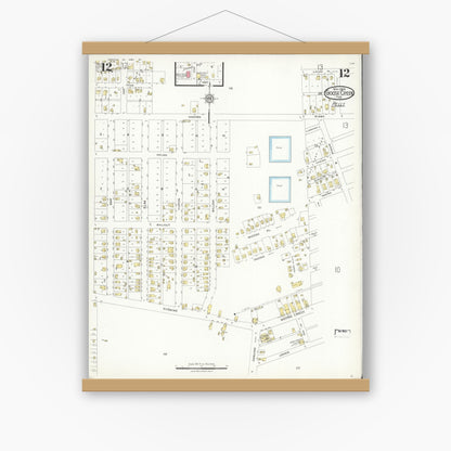 Old map wall art mockup — magnetic wood frame on white wall — Sanborn Fire Insurance Map from Goose Creek, Harris County, Texas (1926), Sheet #0012