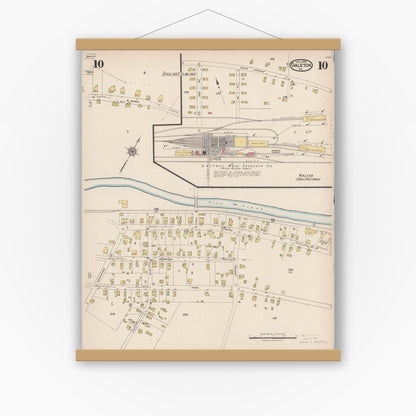 Old map wall art mockup — magnetic wood frame on white wall — Sanborn Fire Insurance Map from Galeton, Potter County, Pennsylvania (1923), Sheet #0010
