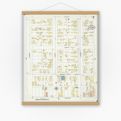 Old map wall art mockup — magnetic wood frame on white wall — Sanborn Fire Insurance Map from Escanaba, Delta County, Michigan (1906), Sheet #0004
