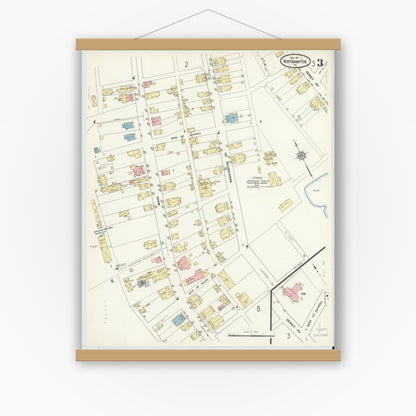 Old map wall art mockup — magnetic wood frame on white wall — Sanborn Fire Insurance Map from Northampton, Northampton County, Pennsylvania (1911), Sheet #0003