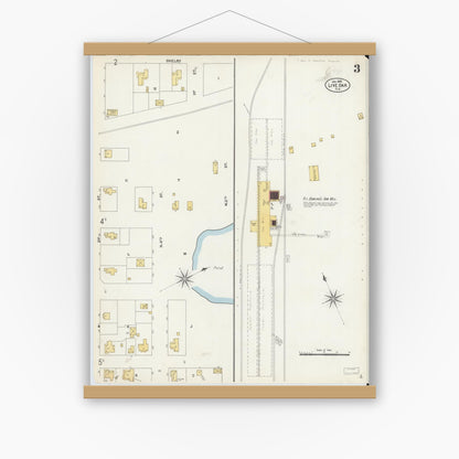 Old map wall art mockup — magnetic wood frame on white wall — Sanborn Fire Insurance Map from Live Oak, Suwanee County, Florida (1903), Sheet #0003