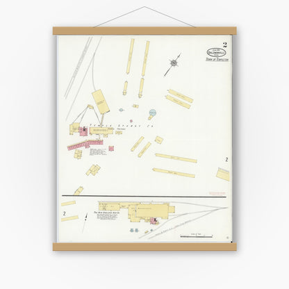 Old map wall art mockup — magnetic wood frame on white wall — Sanborn Fire Insurance Map from Baldwinville, Worcester County, Massachusetts (1912), Sheet #0002