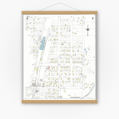 Old map wall art mockup — magnetic wood frame on white wall — Sanborn Fire Insurance Map from Griswold, Cass County, Iowa (1948), Sheet #0004