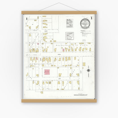Old map wall art mockup — magnetic wood frame on white wall — Sanborn Fire Insurance Map from Cridersville, Auglaize County, Ohio (1923) - Complete Map Set