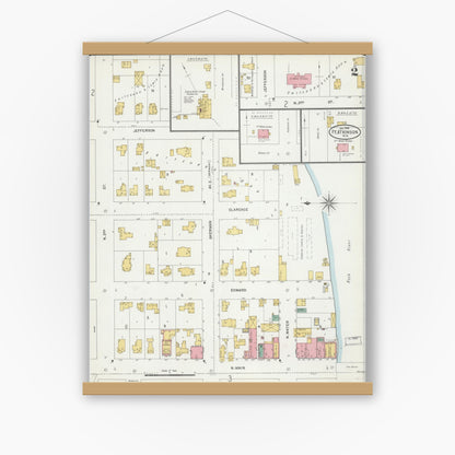 Old map wall art mockup — magnetic wood frame on white wall — Sanborn Fire Insurance Map from Fort Atkinson, Jefferson County, Wisconsin (1904), Sheet #0002