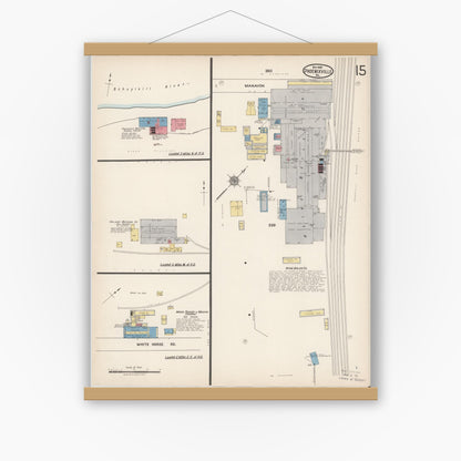 Old map wall art mockup — magnetic wood frame on white wall — Sanborn Fire Insurance Map from Phoenixville, Chester County, Pennsylvania (1921), Sheet #0015