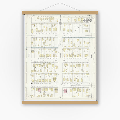 Old map wall art mockup — magnetic wood frame on white wall — Sanborn Fire Insurance Map from Two Harbors, Lake County, Minnesota (1914), Sheet #0004