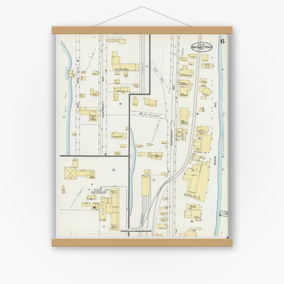 Old map wall art mockup — magnetic wood frame on white wall — Sanborn Fire Insurance Map from Nantasket Beach, Plymouth County, Massachusetts (1898), Sheet #0006
