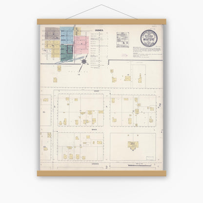 Old map wall art mockup — magnetic wood frame on white wall — Sanborn Fire Insurance Map from Winters, Yolo County, California (1911) - Complete Map Set