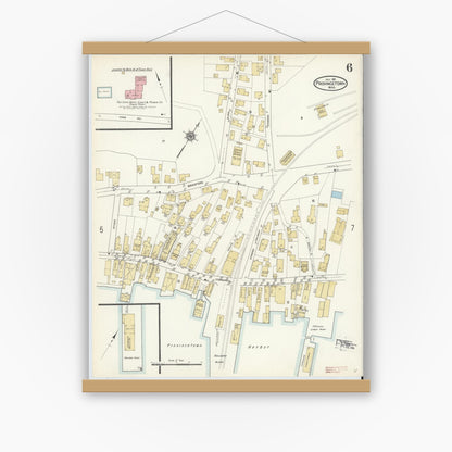 Old map wall art mockup — magnetic wood frame on white wall — Sanborn Fire Insurance Map from Provincetown, Barnstable County, Massachusetts (1912), Sheet #0006