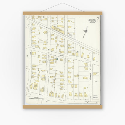 Old map wall art mockup — magnetic wood frame on white wall — Sanborn Fire Insurance Map from Riverhead, Suffolk County, New York (1909), Sheet #0003