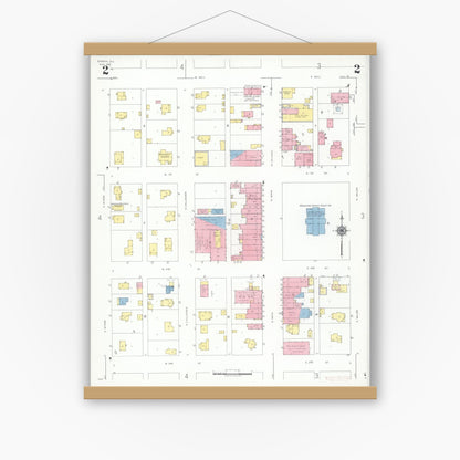 Old map wall art mockup — magnetic wood frame on white wall — Sanborn Fire Insurance Map from Eureka, Woodford County, Illinois (1941), Sheet #0002