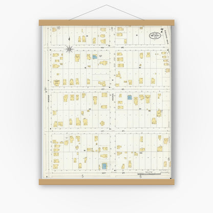 Old map wall art mockup — magnetic wood frame on white wall — Sanborn Fire Insurance Map from Miami, Dade County, Florida (1906), Sheet #0007