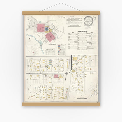 Old map wall art mockup — magnetic wood frame on white wall — Sanborn Fire Insurance Map from Cotulla, La Salle County, Texas (1948) - Complete Map Set