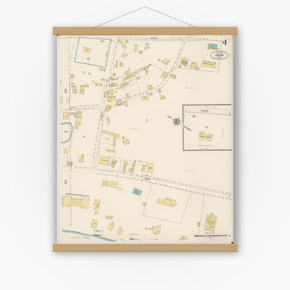 Old map wall art mockup — magnetic wood frame on white wall — Sanborn Fire Insurance Map from Lahaina, Maui County, Hawaii (1914), Sheet #0004