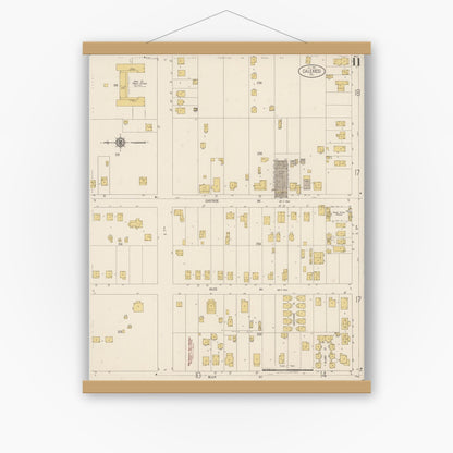Old map wall art mockup — magnetic wood frame on white wall — Sanborn Fire Insurance Map from Calexico, Imperial County, California (1920), Sheet #0011