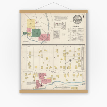 Old map wall art mockup — magnetic wood frame on white wall — Sanborn Fire Insurance Map from Williamstown, Berkshire County, Massachusetts (1922) - Complete Map Set