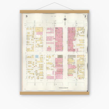 Old map wall art mockup — magnetic wood frame on white wall — Sanborn Fire Insurance Map from Borger, Hutchinson County, Texas (1950), Sheet #0003
