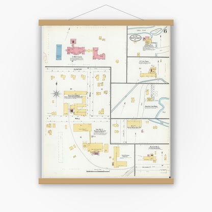Old map wall art mockup — magnetic wood frame on white wall — Sanborn Fire Insurance Map from North East, Erie County, Pennsylvania (1900), Sheet #0006