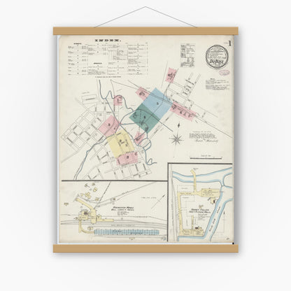 Old map wall art mockup — magnetic wood frame on white wall — Sanborn Fire Insurance Map from Du Bois, Clearfield County, Pennsylvania (1887) - Complete Map Set