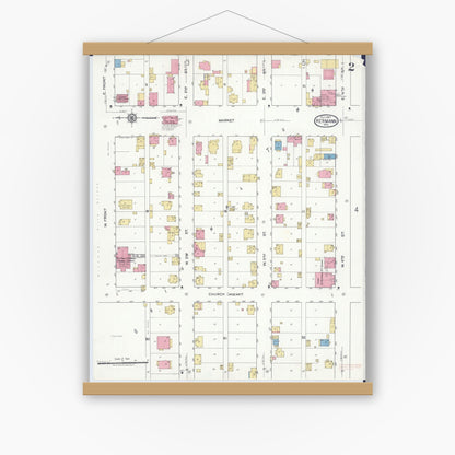 Old map wall art mockup — magnetic wood frame on white wall — Sanborn Fire Insurance Map from Hermann, Gasconade County, Missouri (1917), Sheet #0002