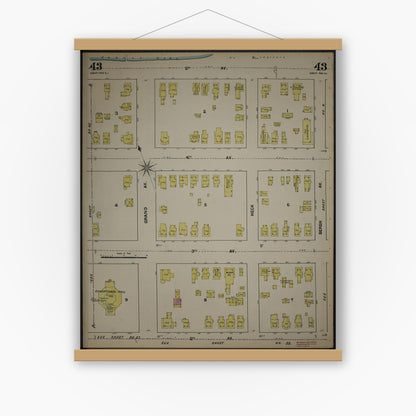 Old map wall art mockup — magnetic wood frame on white wall — Sanborn Fire Insurance Map from New Jersey Coast, New Jersey Coast, New Jersey (1890), Sheet #0043