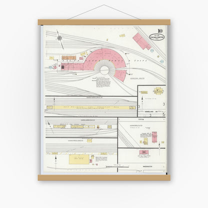 Old map wall art mockup — magnetic wood frame on white wall — Sanborn Fire Insurance Map from Chicago Junction, Huron County, Ohio (1911), Sheet #0010