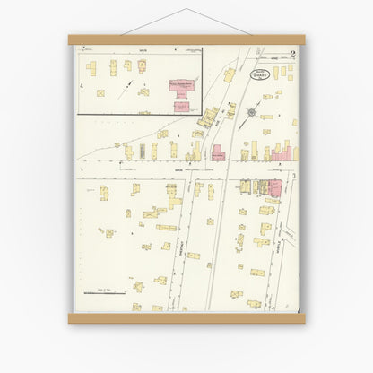 Old map wall art mockup — magnetic wood frame on white wall — Sanborn Fire Insurance Map from Girard, Erie County, Pennsylvania (1912), Sheet #0002
