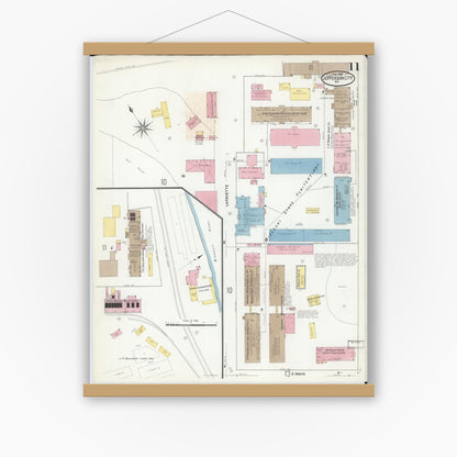 Old map wall art mockup — magnetic wood frame on white wall — Sanborn Fire Insurance Map from Jefferson City, Cole County, Missouri (1908), Sheet #0011