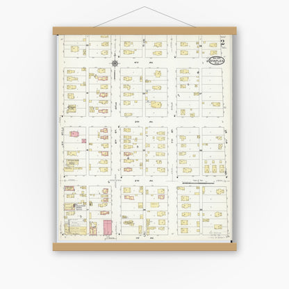 Old map wall art mockup — magnetic wood frame on white wall — Sanborn Fire Insurance Map from Staples, Todd County, Minnesota (1909), Sheet #0002