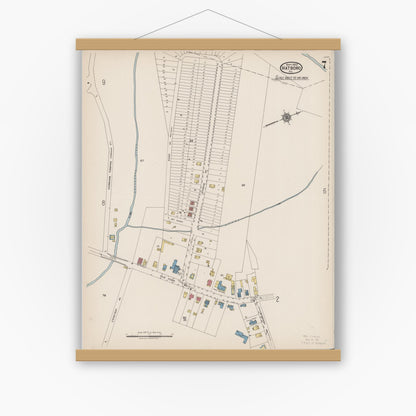 Old map wall art mockup — magnetic wood frame on white wall — Sanborn Fire Insurance Map from Hatboro, Montgomery County, Pennsylvania (1922), Sheet #0007