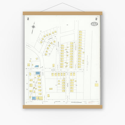 Old map wall art mockup — magnetic wood frame on white wall — Sanborn Fire Insurance Map from Fair Lawn, Bergen County, New Jersey (1929), Sheet #0002