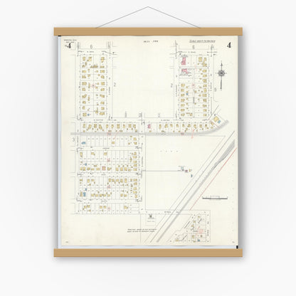 Old map wall art mockup — magnetic wood frame on white wall — Sanborn Fire Insurance Map from Osborn, Greene County, Ohio (1943), Sheet #0004