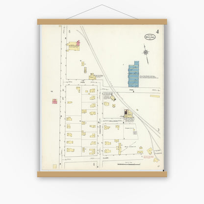 Old map wall art mockup — magnetic wood frame on white wall — Sanborn Fire Insurance Map from Wayland, Steuben County, New York (1913), Sheet #0004