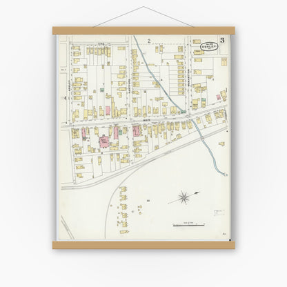 Old map wall art mockup — magnetic wood frame on white wall — Sanborn Fire Insurance Map from Ashley, Luzerne County, Pennsylvania (1896), Sheet #0003