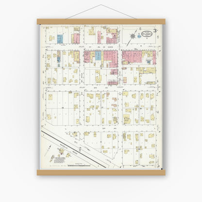Old map wall art mockup — magnetic wood frame on white wall — Sanborn Fire Insurance Map from Saint James, Watonwan County, Minnesota (1914), Sheet #0003